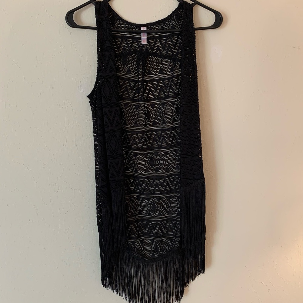 Black fringe vest